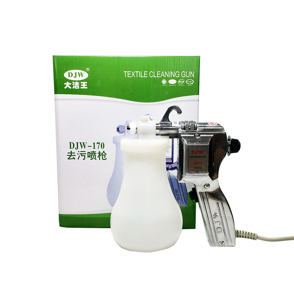 sung-xit-tay-vet-ban-djw-170.jpg Súng xịt tẩy vết bẩn vải DJW-170 là thiết bị sử dụng điện kết hợp bình chứa dung dịch, giúp phun dung dịch tẩy rửa dưới dạng tia mạnh hoặc sương mịn, hỗ trợ làm sạch nhanh các vết bẩn trên bề mặt vải như quần áo, sofa, rèm cửa và nội thất.