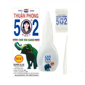 Keo 502 Con Voi Xanh (S) là dòng keo dán nhanh cao cấp thuộc hệ sinh thái Keo Dán Thuận Phong, sử dụng công nghệ cyanoacrylate giúp kết dính siêu nhanh và cực kỳ chắc chắn. Sản phẩm được sản xuất từ nguồn nguyên liệu nhập khẩu châu Âu, đảm bảo độ tinh khiết cao, không pha tạp, mang lại khả năng dán dính vượt trội trên nhiều loại vật liệu.